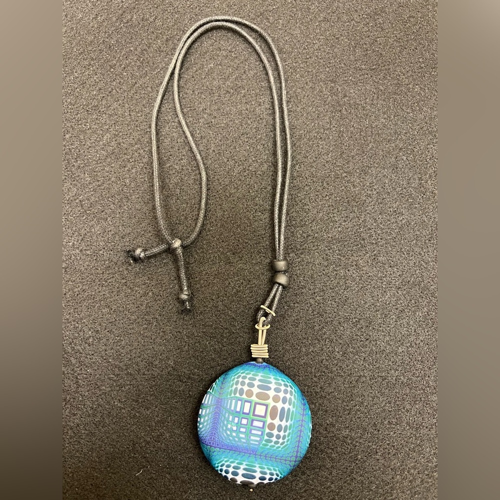 Nason Moretti Murano Mid Century Modern Satinato Satin Pendant Necklace-GORGEOUS - Picture 4 of 6